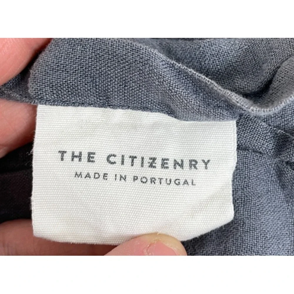 The Citizenry Stonewashed French Linen Flat Sheet Charcoal Gray Full
